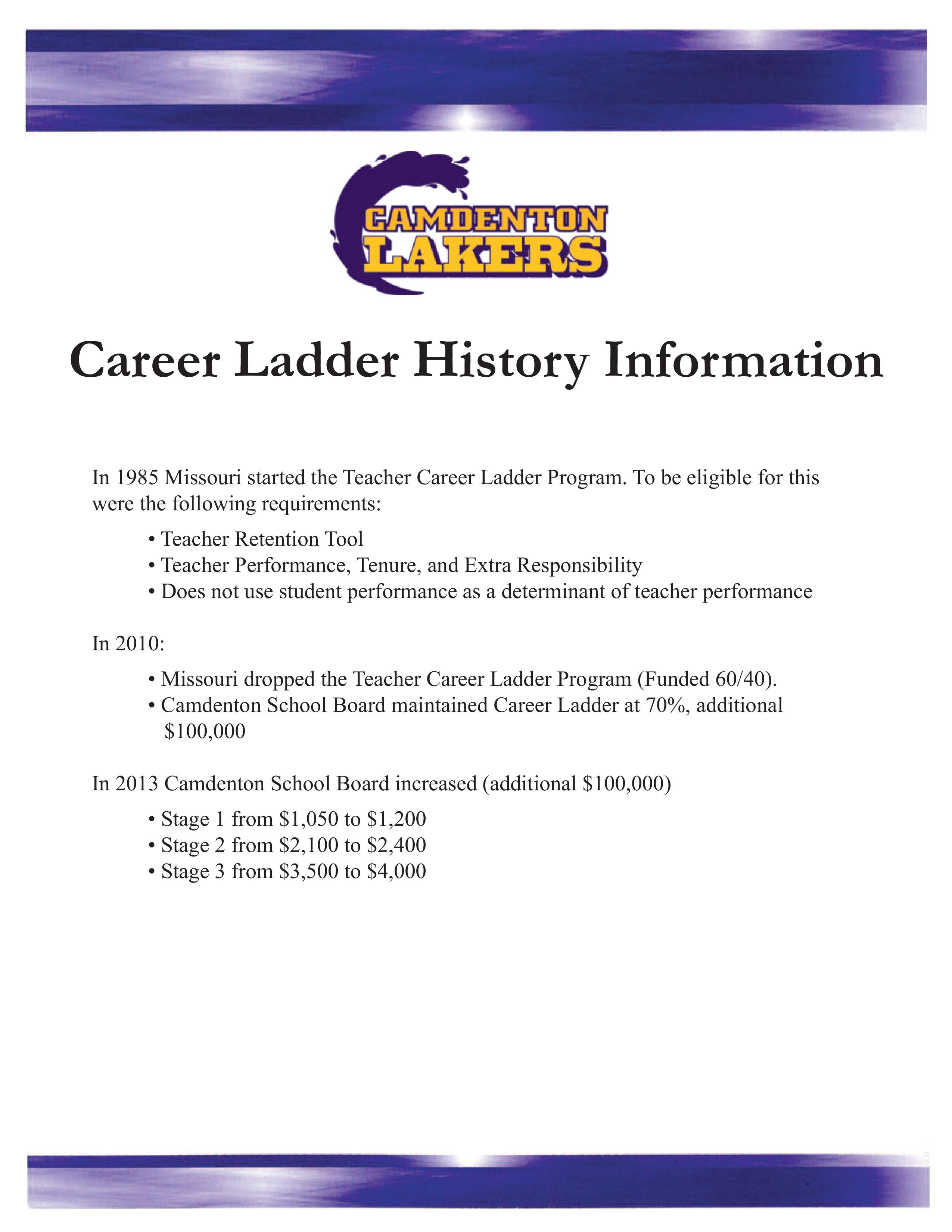 Career Ladder History - Pg. 1