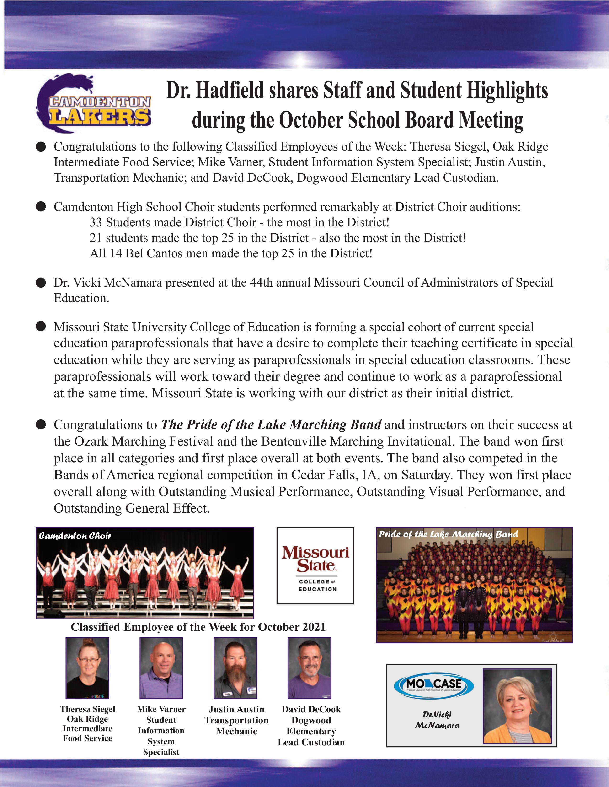 Oct. Board Recognition